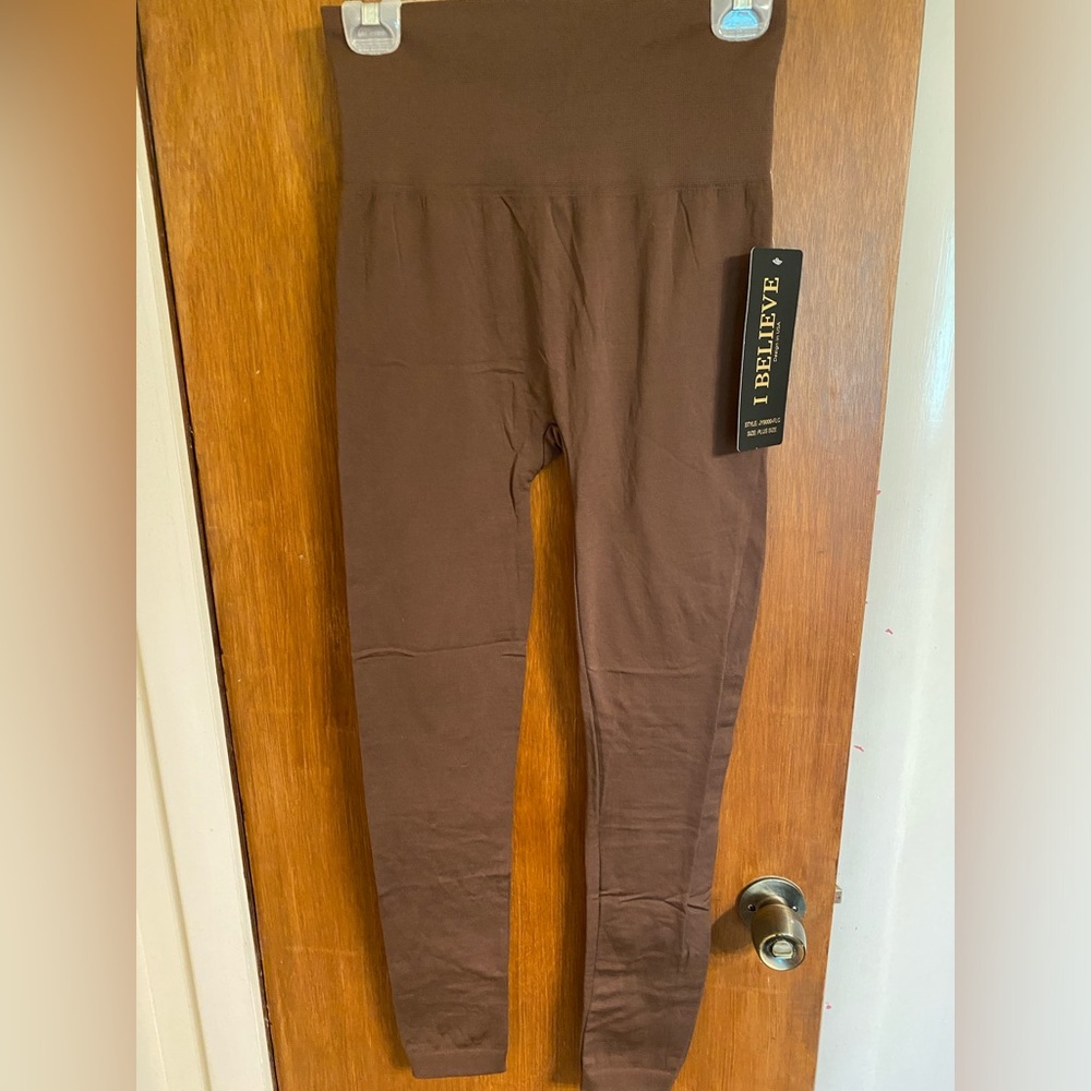 Plus Size Ladies Chocolate Brown Stretch Legging by I Believe, NWT